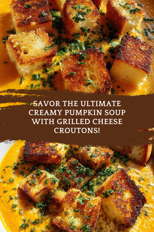 Creamy Pumpkin Soup and Grilled Cheese Croutons