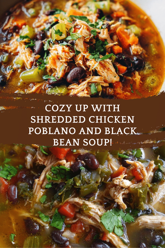 Shredded Chicken Poblano and Black Bean Soup