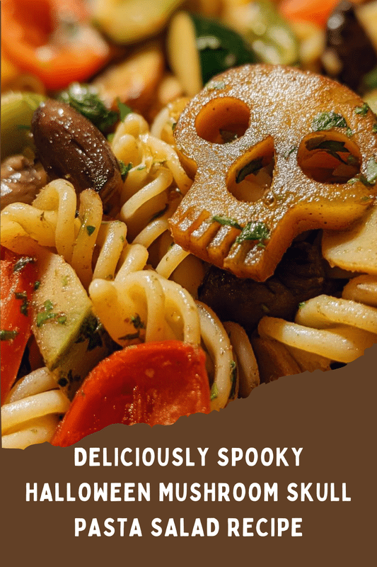 Halloween Mushroom Skull Pasta Salad