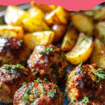 Greek Chicken Meatballs and Potatoes