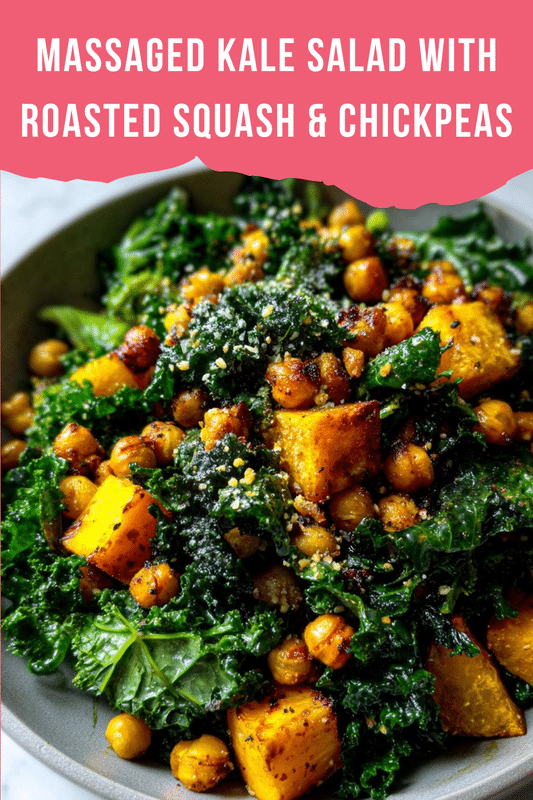 Massaged Kale Salad with Roasted Squash & Chickpeas