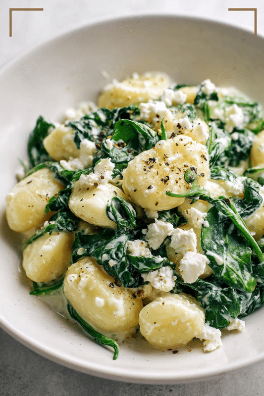 Creamy Gnocchi with Spinach and Feta Recipe