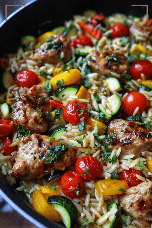 Easy One-Pan Balsamic Chicken Orzo with Vegetables