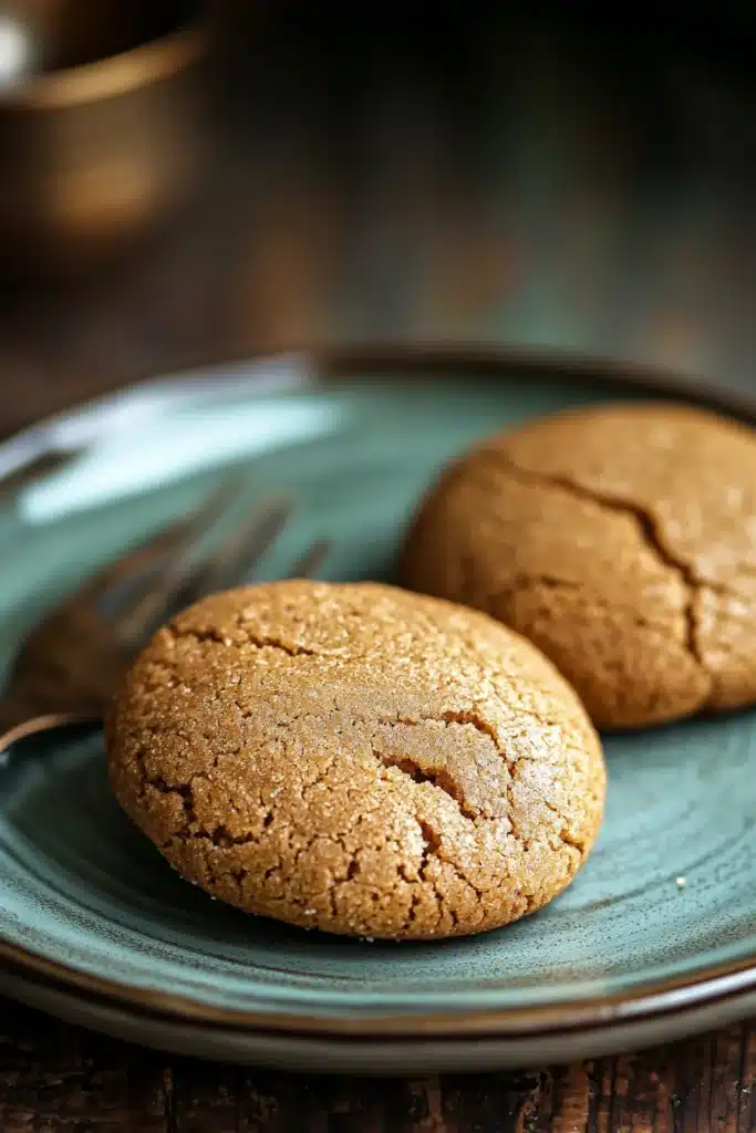 Close-up of banana cake mix cookies on a white plate with a clean background.