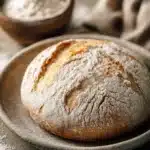 Close-up of freshly baked bread without yeast on a clean surface