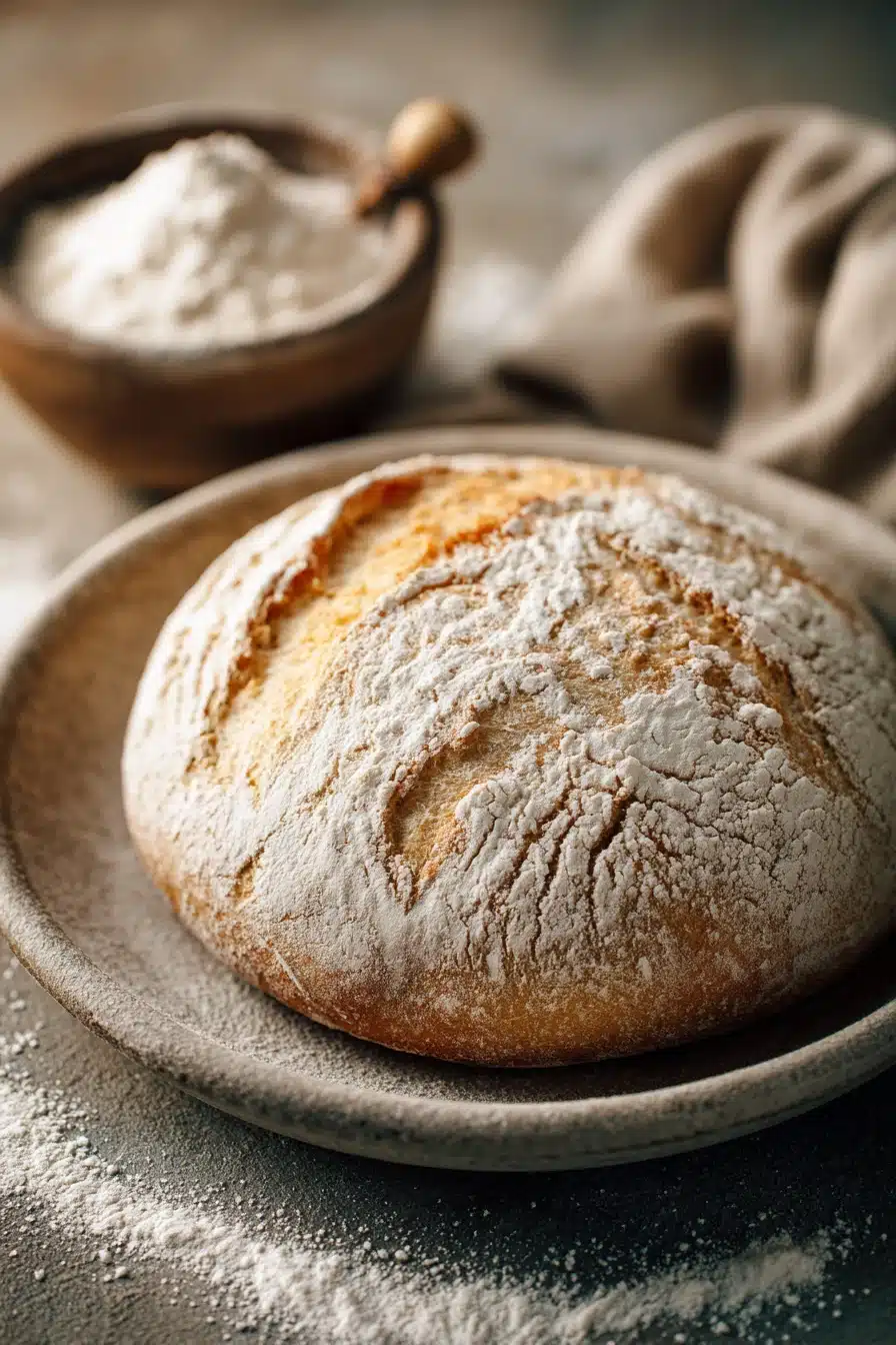 Close-up of freshly baked bread without yeast on a clean surface