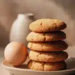 Close-up of chewy cookie without brown sugar with a golden-brown texture