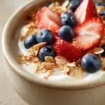 Close-up of a vibrant Cottage Cheese Protein Power Bowl with fresh vegetables and grains.