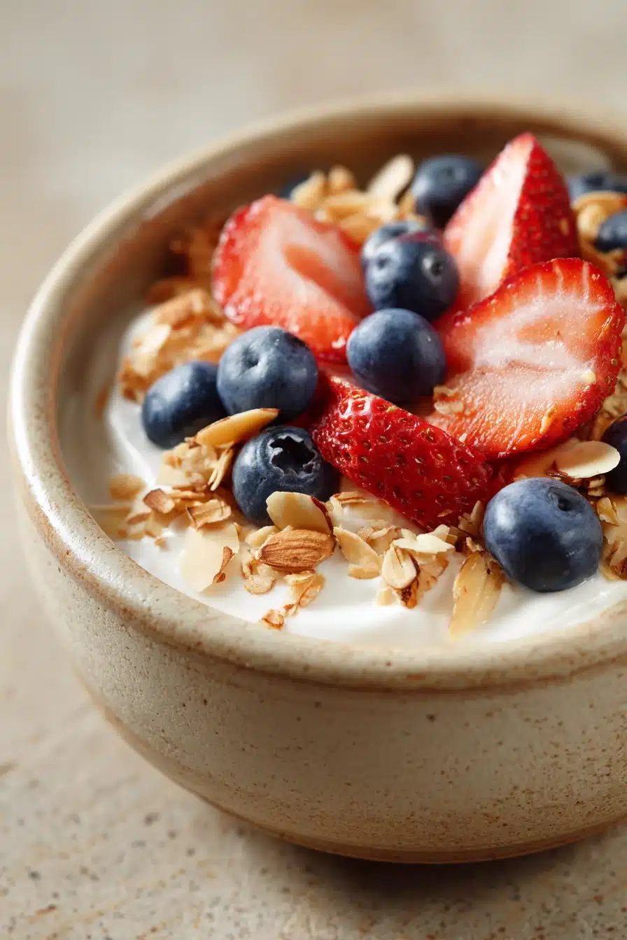 Close-up of a vibrant Cottage Cheese Protein Power Bowl with fresh vegetables and grains.