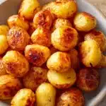 Golden crispy air fryer potatoes with a clean background