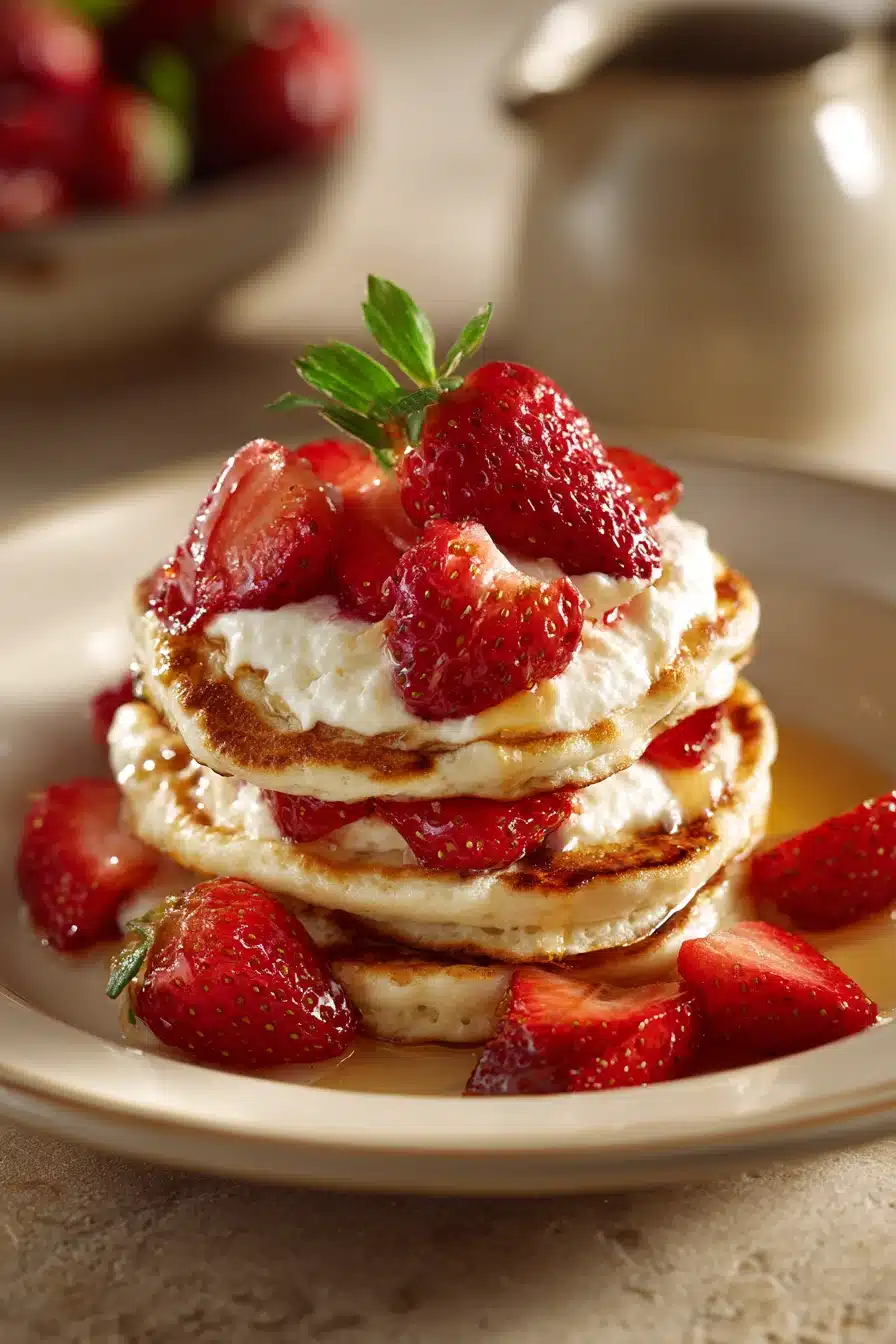 Close-up of golden brown pancake poppers on a white plate, perfect for an easy breakfast.