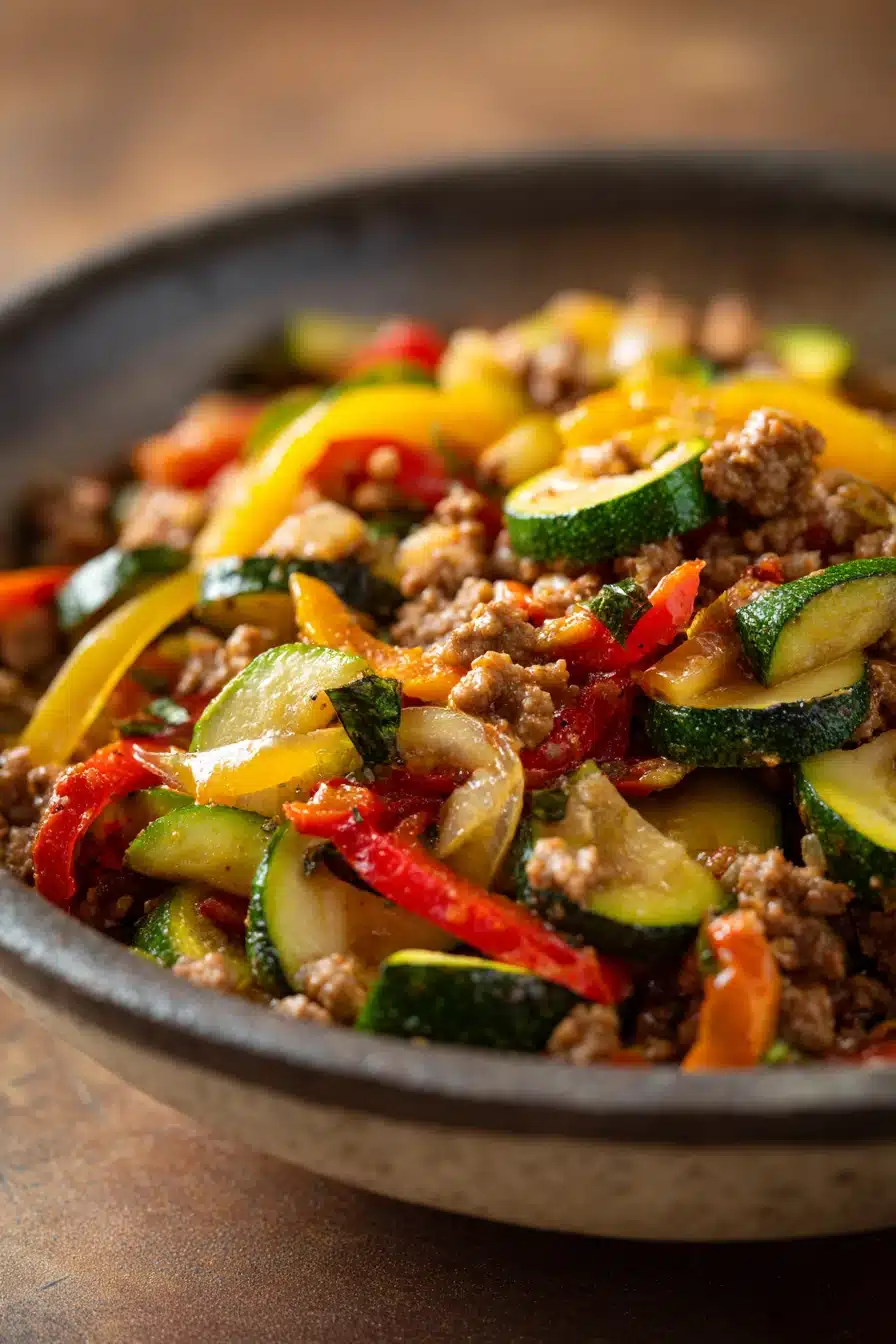 Close-up of a delicious ground beef dish perfect for a weeknight dinner.