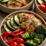 Close-up of a colorful salad with fresh vegetables and herbs, perfect for healthy lunch meal prep