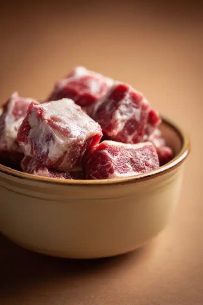 Close-up of a hearty slow cooker beef tallow dish with rich textures and warm lighting.