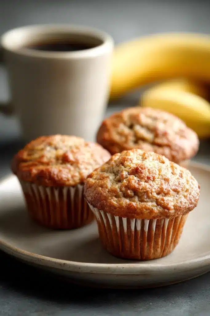 Close-up of Kodiak cakes banana muffin with a warm, appetizing appearance.