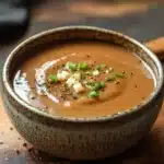 Close-up of chicken in creamy sauce with bright natural lighting