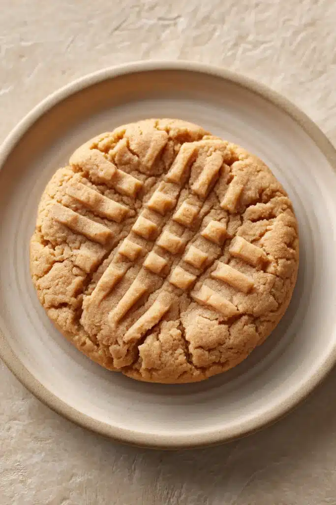 Close-up of a single serving peanut butter cookie on a clean background