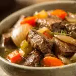 Close-up of slow cooker beef tongue with garnishes on a clean plate.