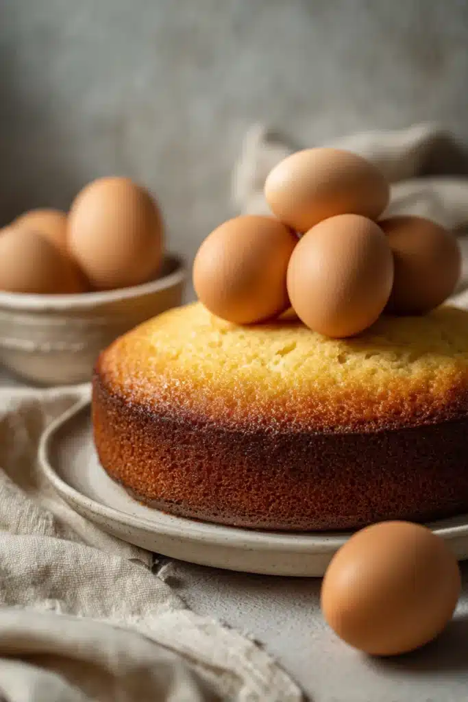 Close-up of a vanilla cake with light frosting and minimal decoration, showcasing its texture and low sugar appeal.