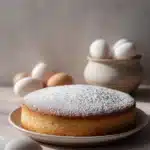 Close-up of a vanilla cake with low sugar, showcasing its texture and light frosting.