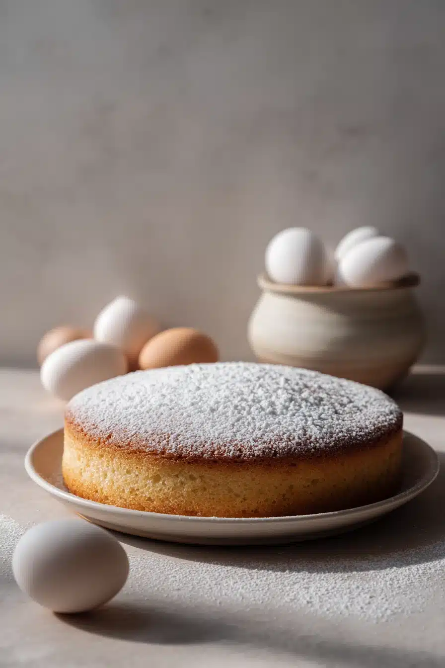Close-up of a vanilla cake with low sugar, showcasing its texture and light frosting.