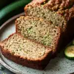 Close-up of zucchini bread with banana, showcasing texture and ingredients
