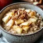 Close-up of apple cake oats with a warm, inviting appearance