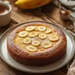 Close-up of a banana cake slice with a clean background, perfect for kids.