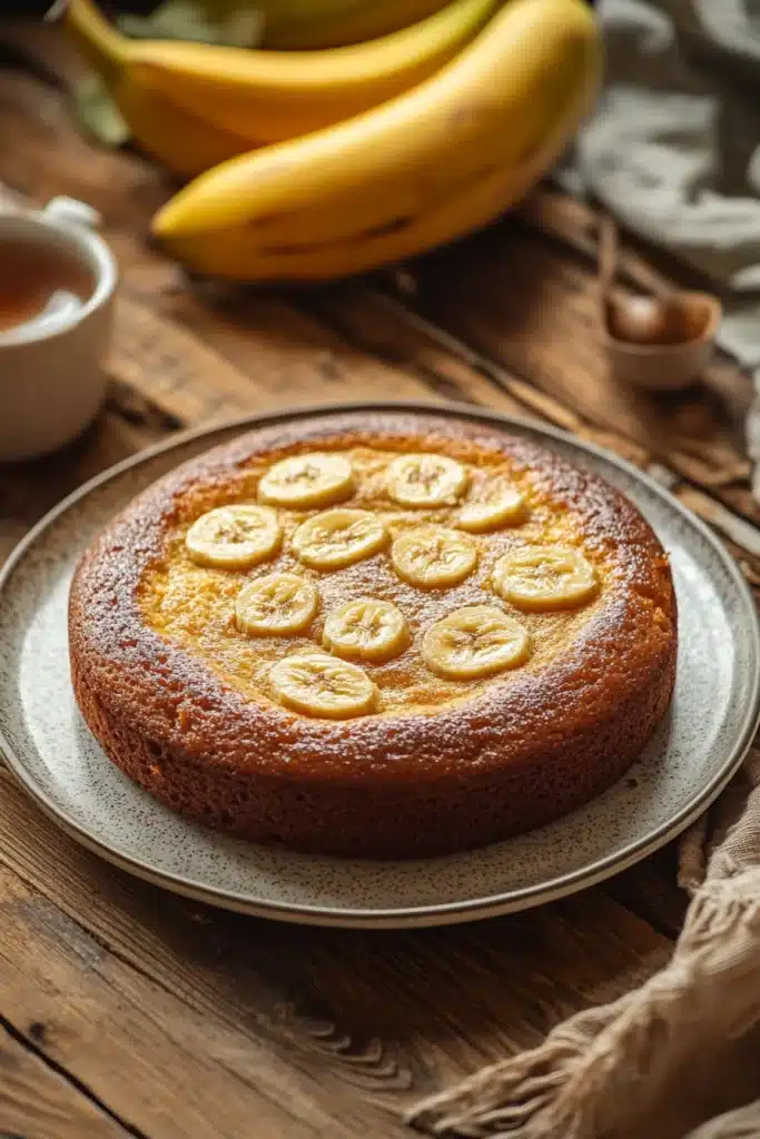 Close-up of a banana cake slice with a clean background, perfect for kids.