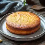 Close-up of a beautifully styled banana cake with a Korean aesthetic, showcasing its texture and color.