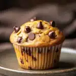 Close-up of banana muffins with chocolate chips on a clean background