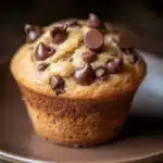 Close-up of banana muffins with chocolate chips on a clean background.
