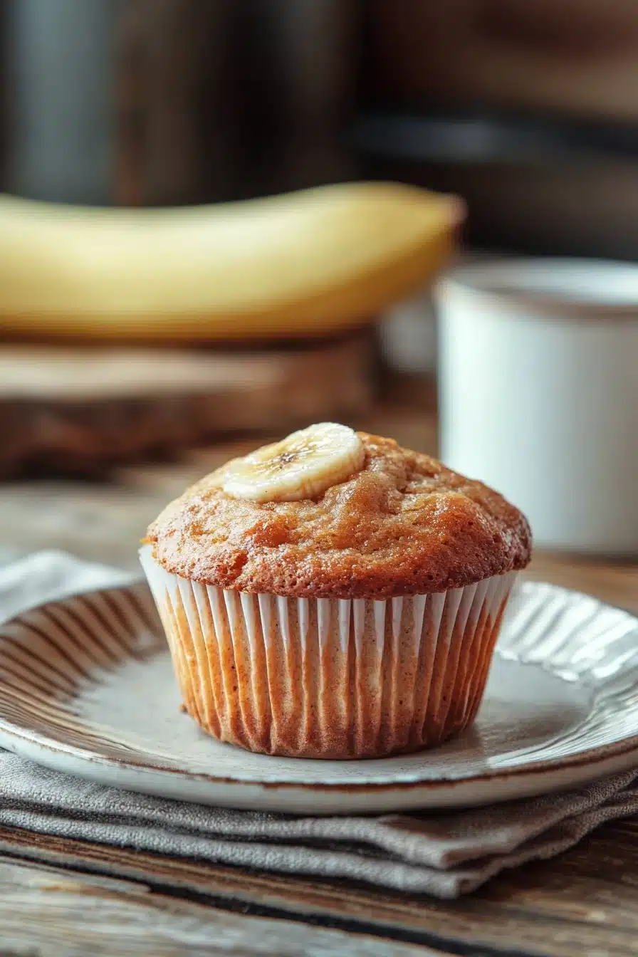 Close-up of freshly baked banana muffins on a simple background