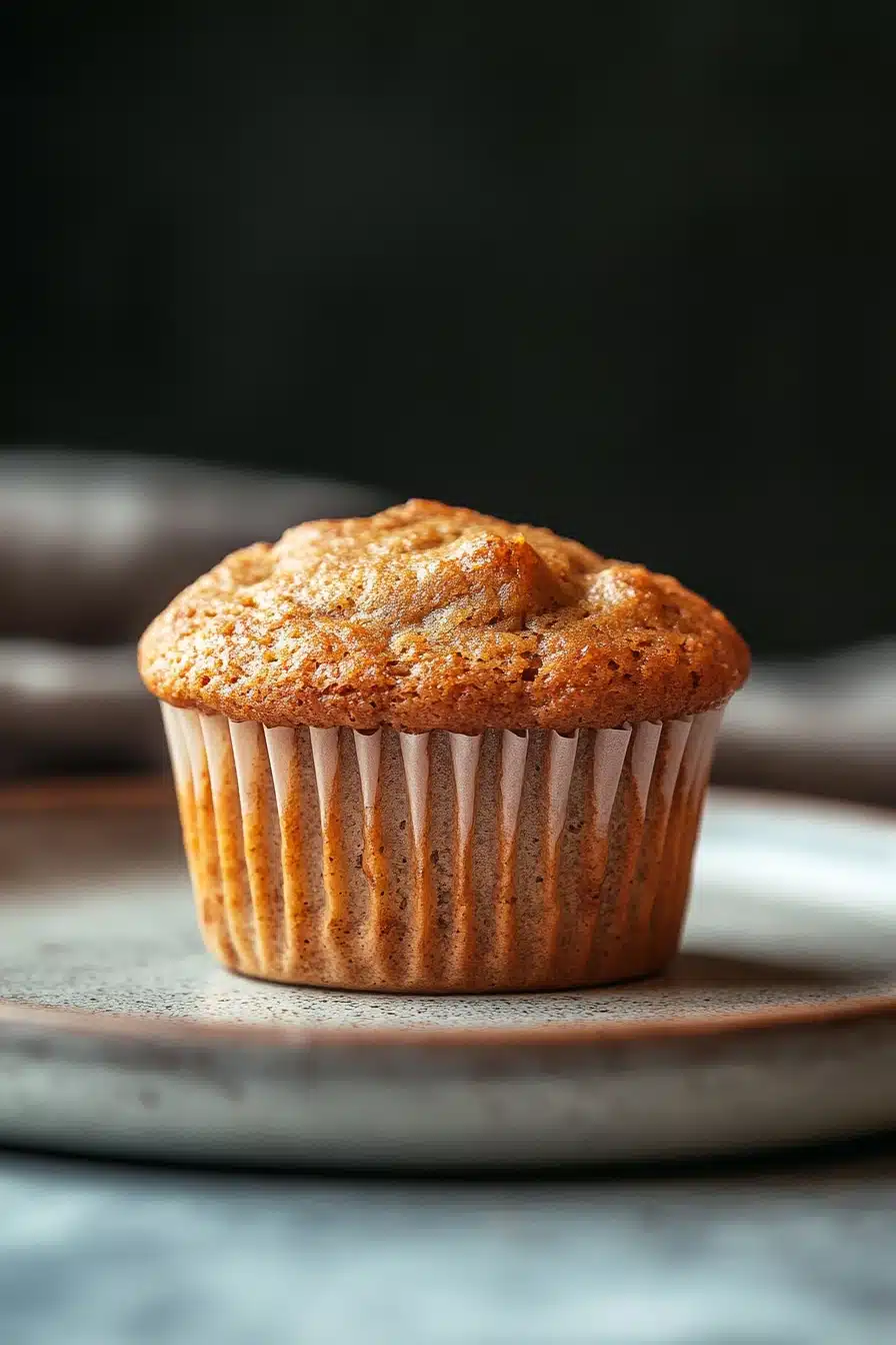 Close-up of banana muffins on a white plate, perfect for toddlers.