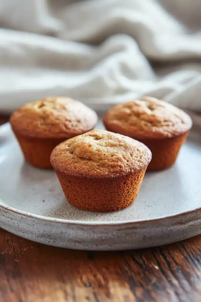 Close-up of freshly baked banana muffins perfect for toddlers, displayed on a clean background.