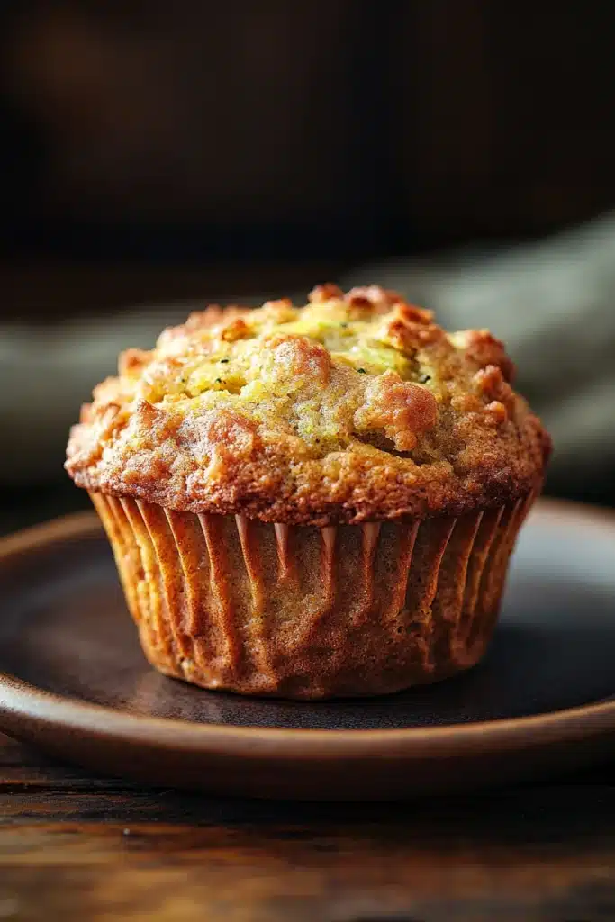 Close-up of banana muffin with oil and zucchini on a clean background