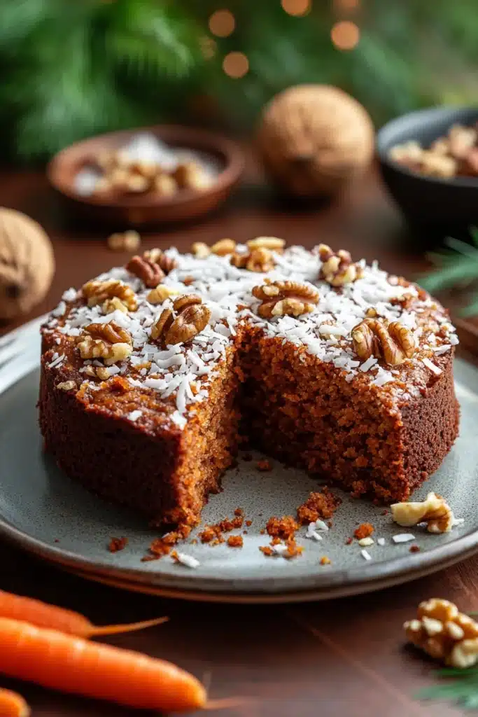 Close-up of a delicious carrot cake slice with creamy frosting, perfect for a keto diet.