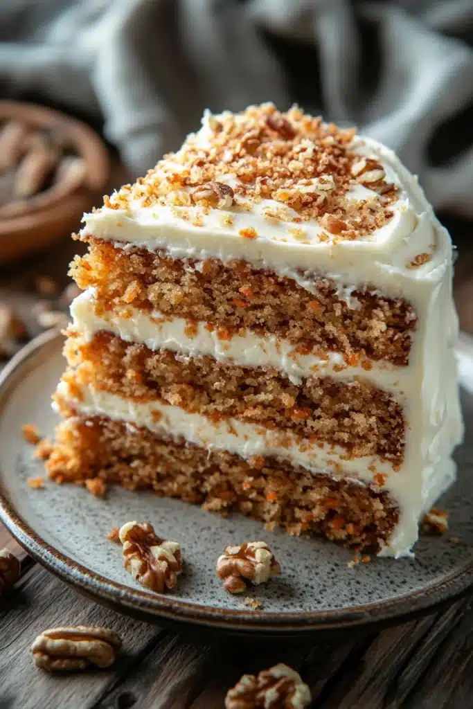 Close-up of a carrot cake old fashioned with bright lighting and clean background