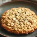 Close-up of freshly baked oatmeal cookies on a clean white background