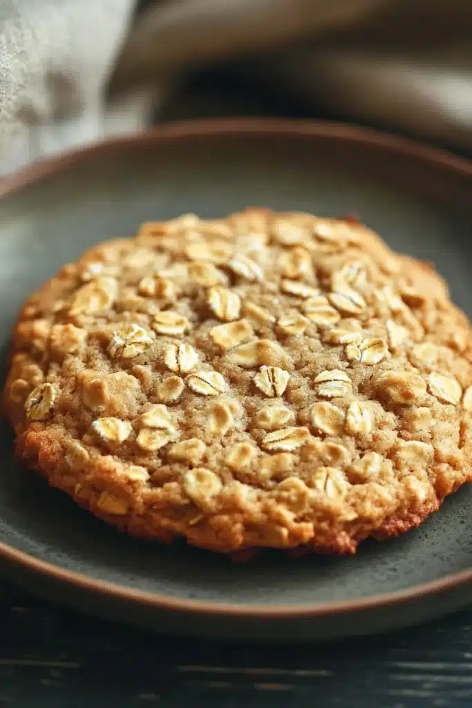 Close-up of freshly baked oatmeal cookies on a clean white background