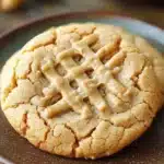 Close-up of freshly baked peanut butter cookies on a clean background