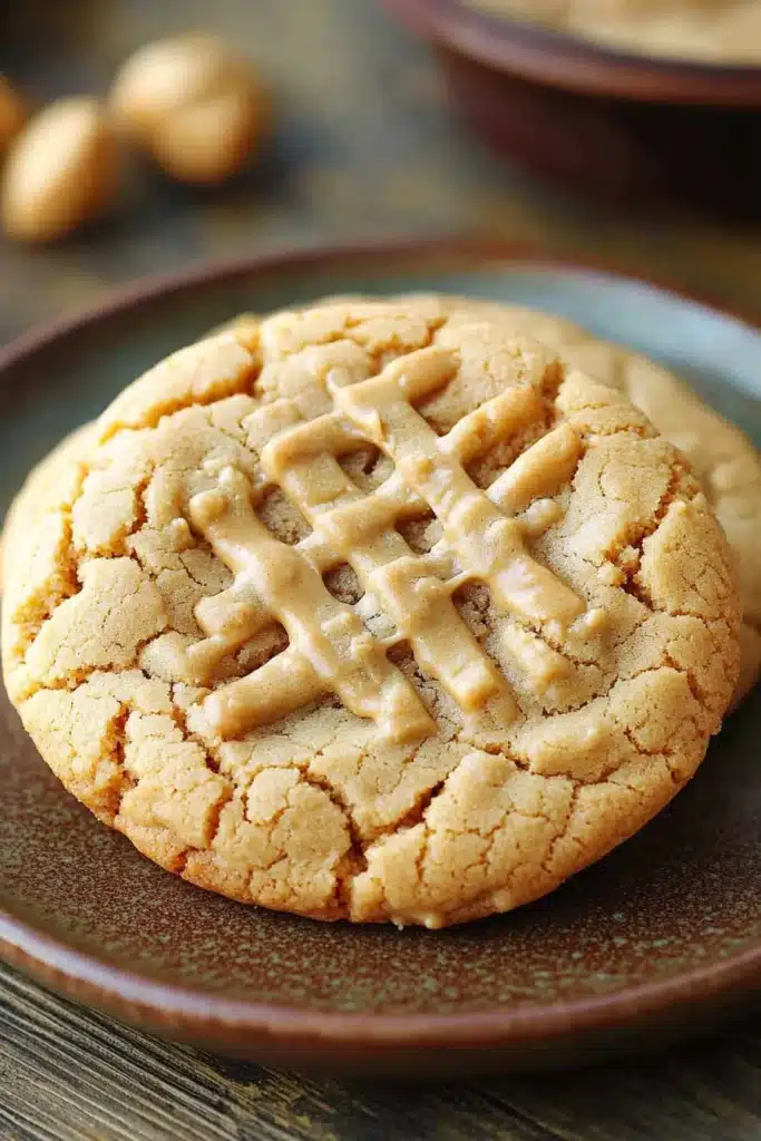 Close-up of freshly baked peanut butter cookies on a clean background