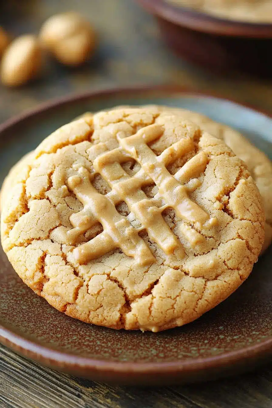 Close-up of freshly baked peanut butter cookies on a clean background