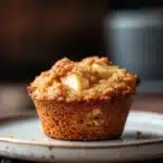 Close-up of gluten free apple muffins with a golden crust on a clean white background.