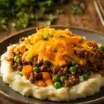 Close-up of a ground beef dinner with vegetables, perfect for kids.