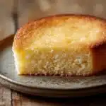Close-up of a Kentucky vanilla butter cake with a golden crust and soft texture.