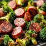 Kielbasa broccoli sheet pan dinner with roasted vegetables and sausage