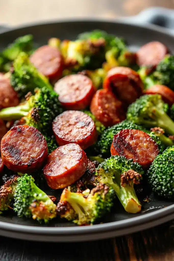 Kielbasa broccoli sheet pan dinner with roasted vegetables and sausage