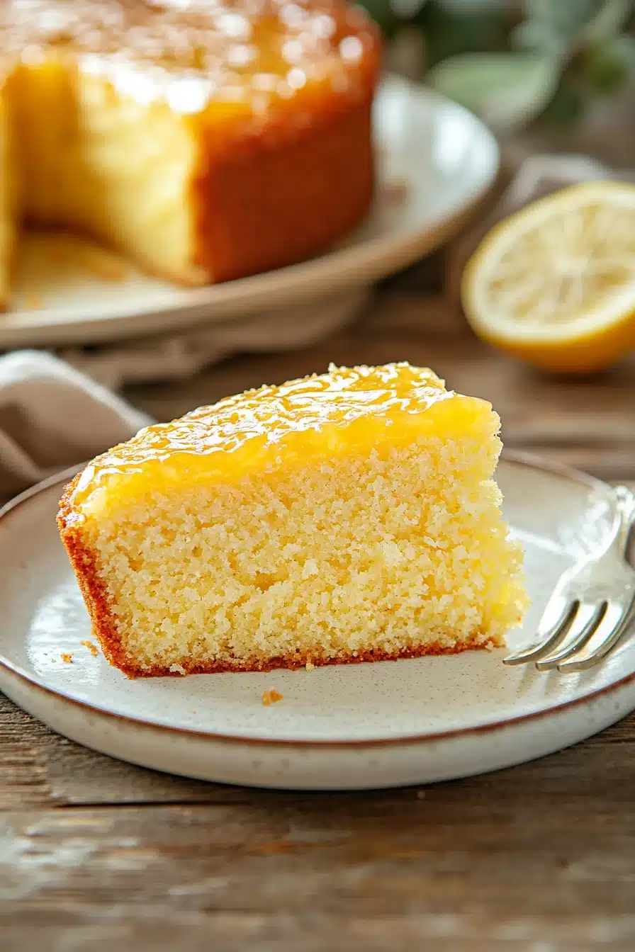 Close-up of a lemon cake with a bright and clean presentation, perfect for lemon cake mix boxes.