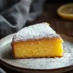 Close-up of a lemon cake with Italian ingredients, showcasing a bright and appetizing presentation.
